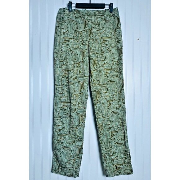 Peruvian Connections Women’s Pants Prima Cotton Patterned Green Size 8 Casual - Picture 1 of 8